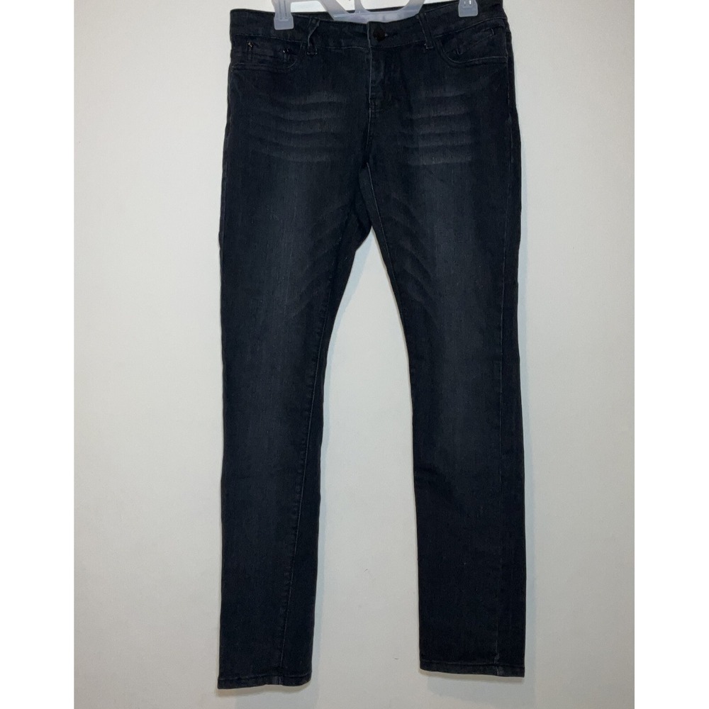 Ink Jeans Womens 9 Black Skinny Slim Denim Low Rise Whiskered Y2K Stretch Jeans